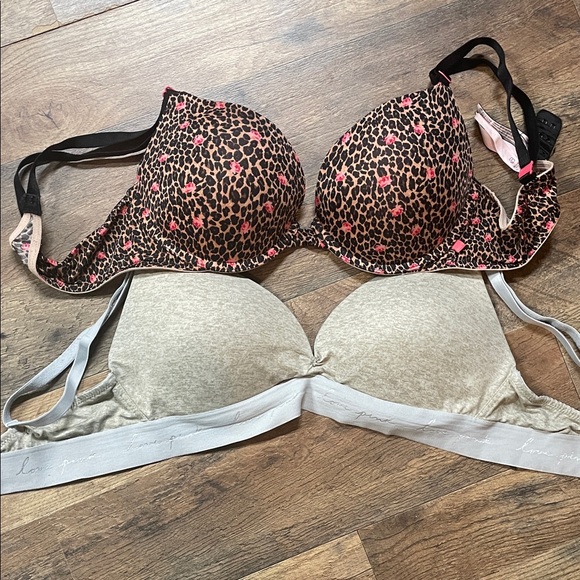 Victoria's Secret Leopard and Beige Bra Set